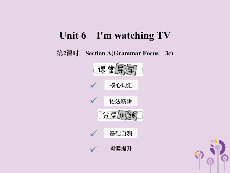 2019年春七年级英语下册 Unit 6 I&rsquo;m watching TV（第2课时）Section A（Grammar Focus-3c）课件 （新版）人教新目标版.pptx_第1页