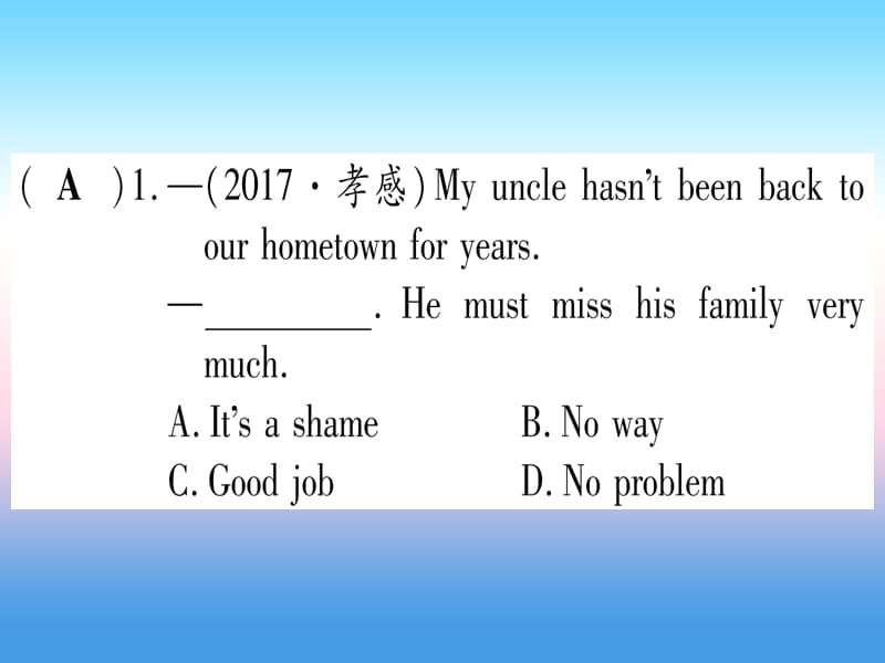 （湖北专用版）2019版中考英语专题高分练 专题突破十三 情景交际实用课件.ppt_第2页