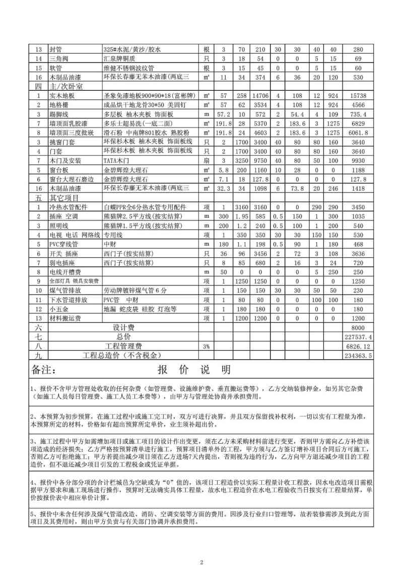 广东佛山山水三室两厅家庭装修工程预算清单.doc_第2页