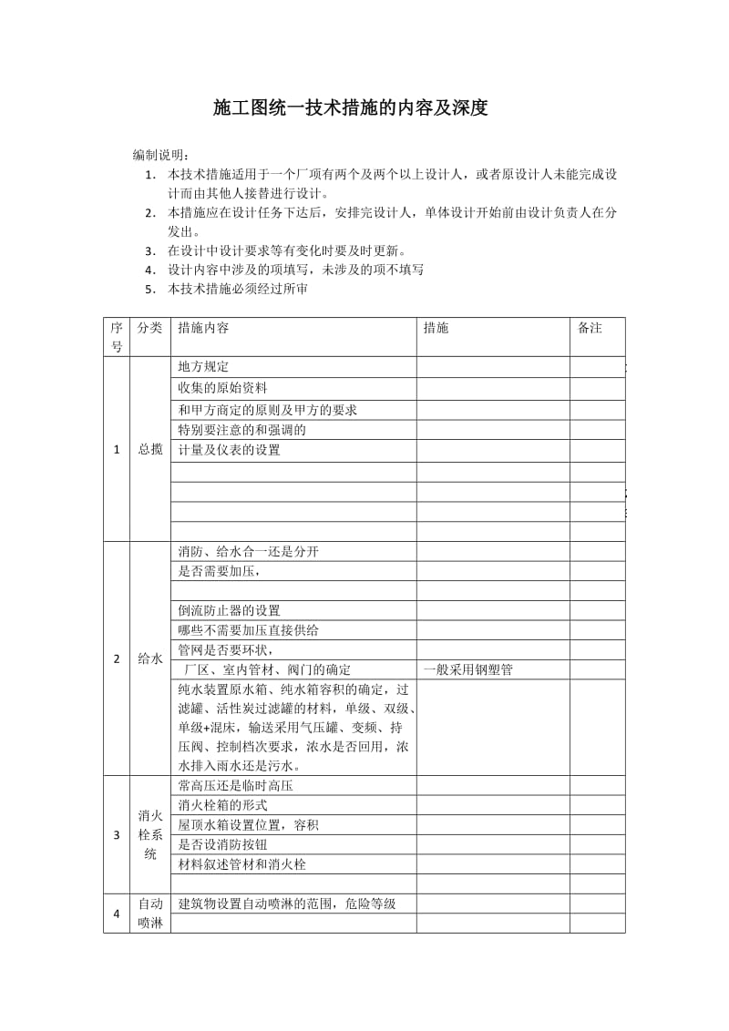 施工图统一技术措施的内容及深度.doc_第1页