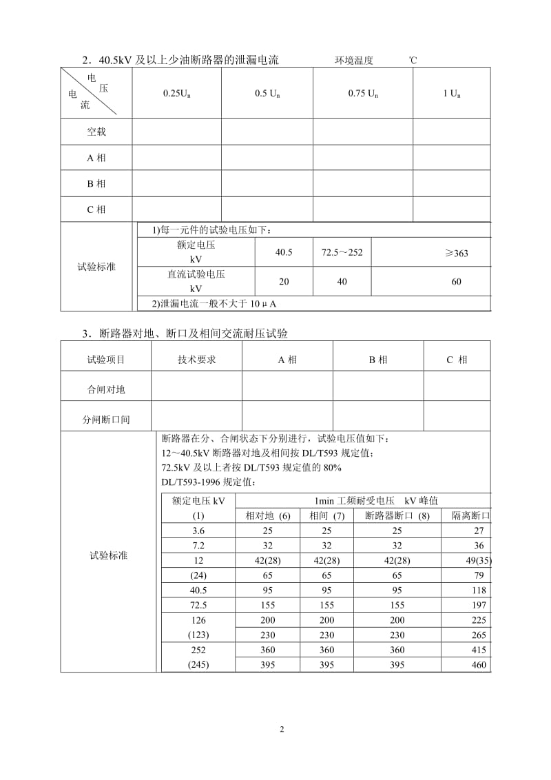 少油断路器试验报告通用表格.doc_第2页