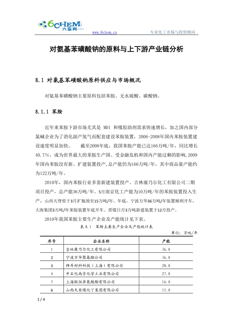 对氨基苯磺酸钠的原料与上下游产业链分析.doc_第1页