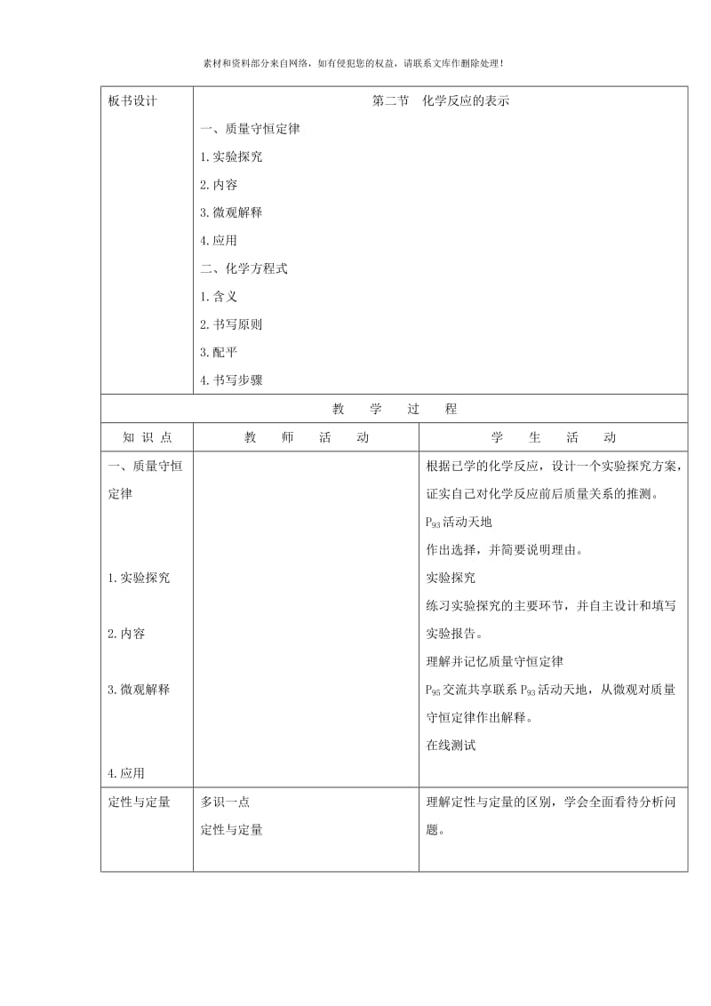 2019-2020年九年级化学全册 第五单元 第二节 化学反应的表示教案1 （新版）鲁教版.doc_第2页