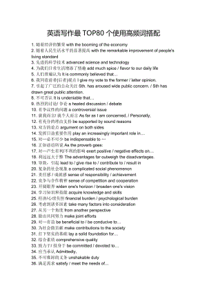 英语写作最TOP80个使用高频词搭配.doc