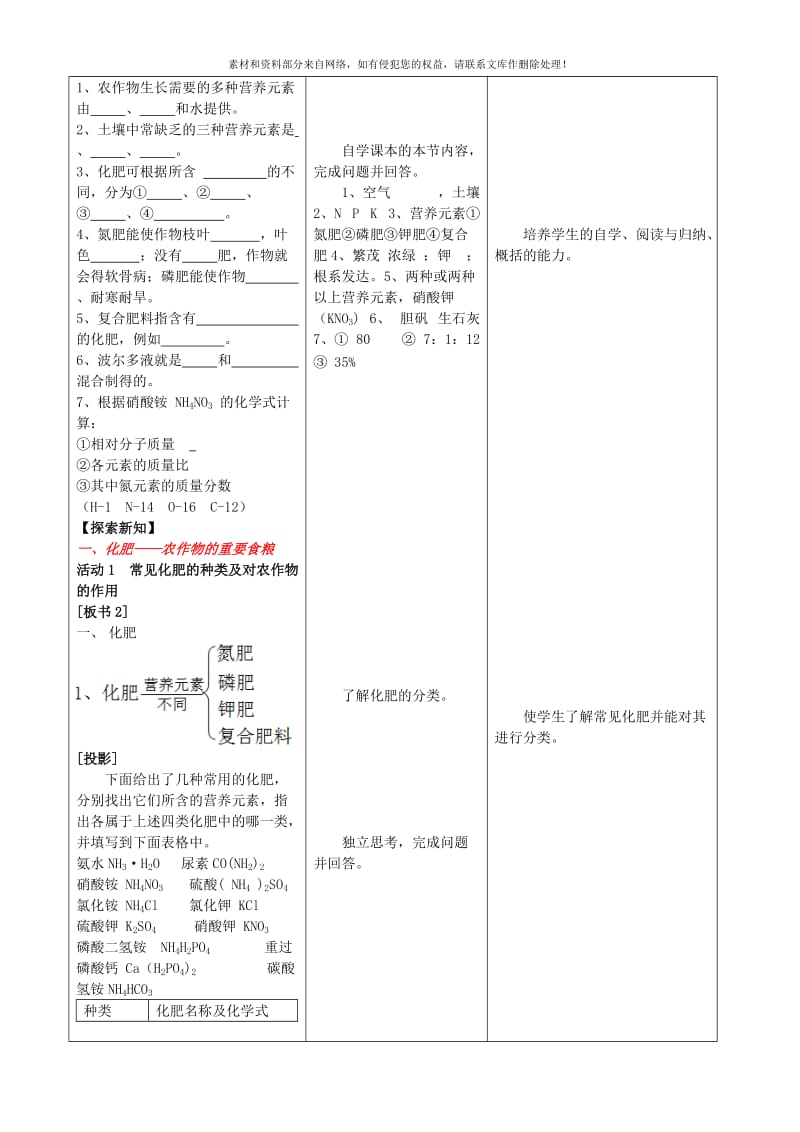 2019-2020年九年级化学全册 第十一单元 第三节《化学与农业生产》学案 鲁教版.doc_第3页