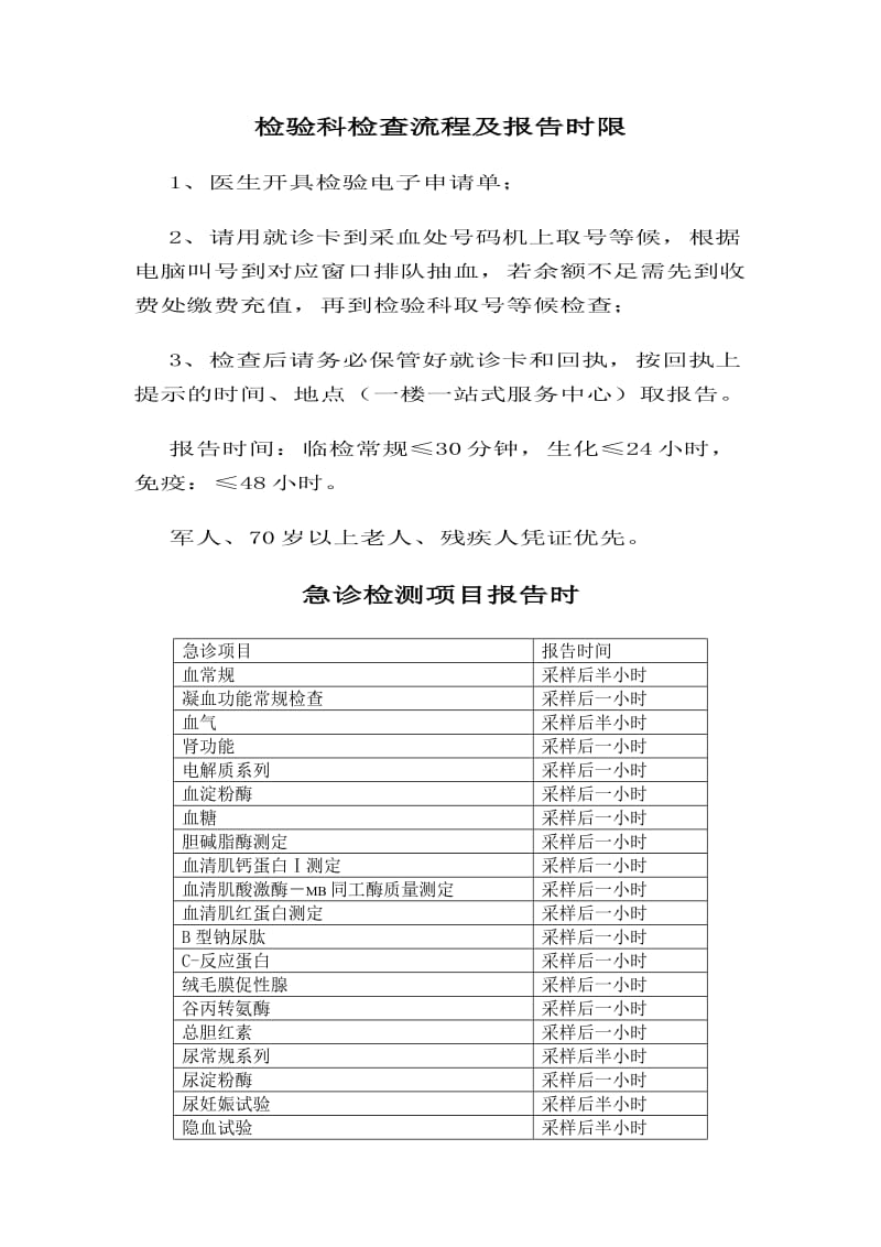 检验科检查流程及报告时限.doc_第1页