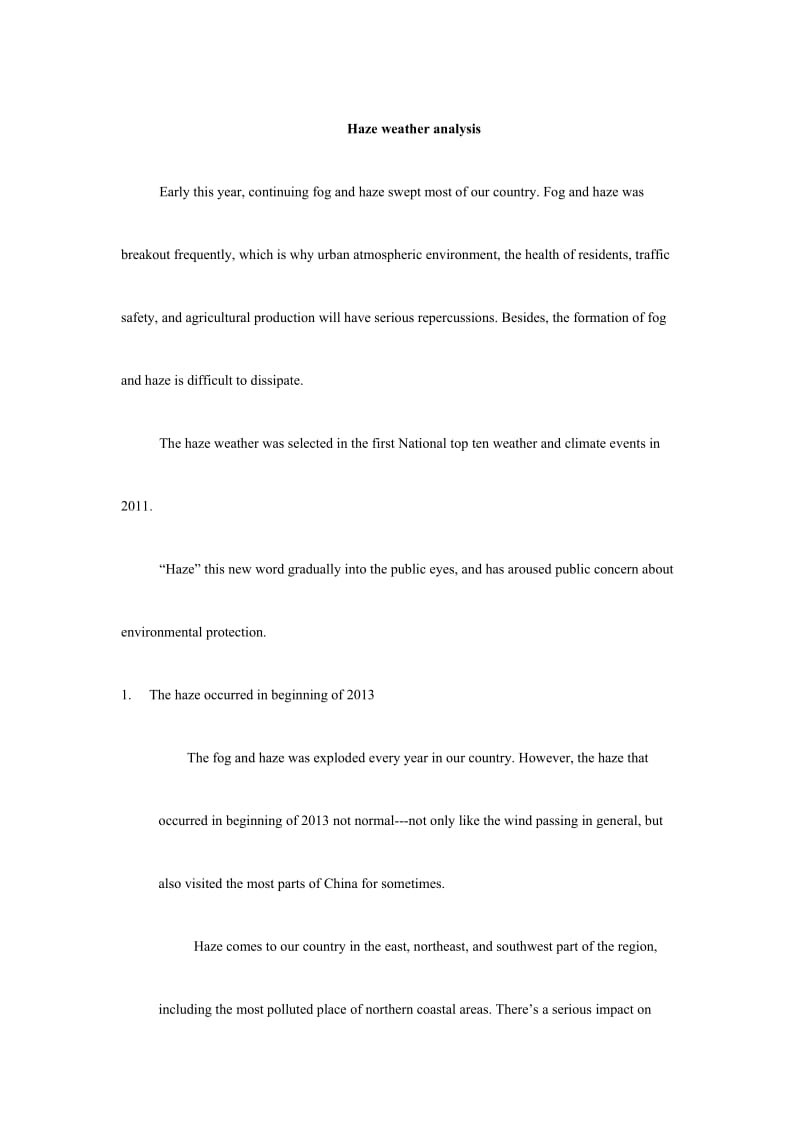 haze weather analysis(雾霾天气分析报告英文版).doc_第1页