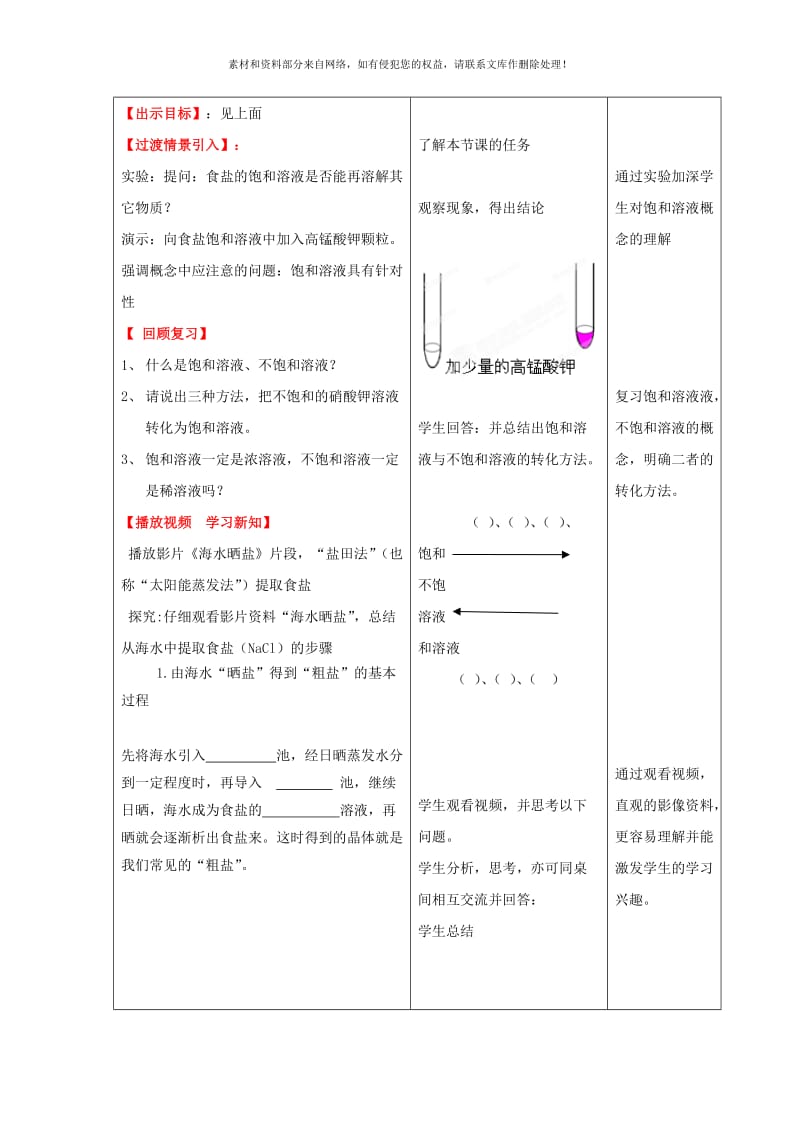 2019-2020年九年级化学全册 第八单元 第二节《海水“晒盐”》（第1课时）学案 鲁教版.doc_第2页