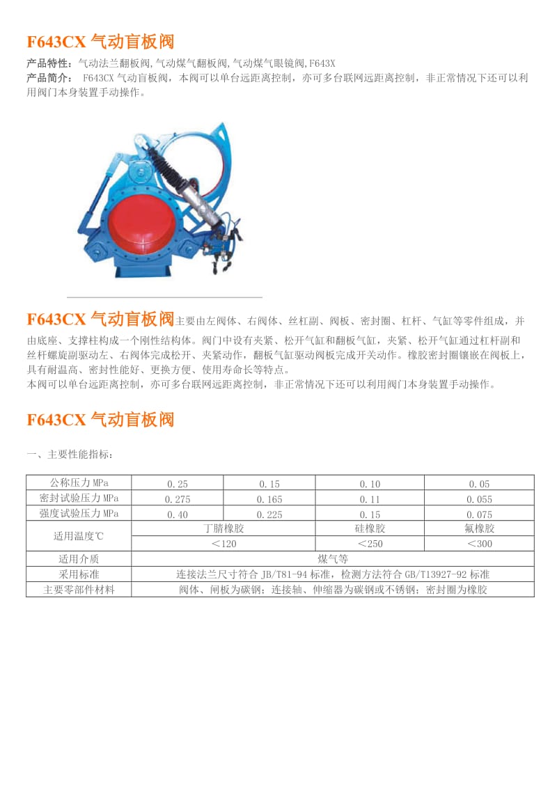 F643CX气动法兰翻板阀(盲板阀).doc_第1页