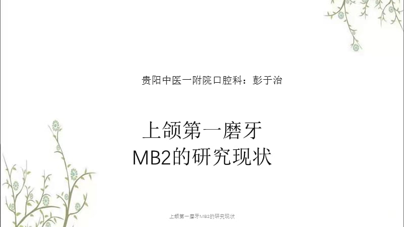 上颌第一磨牙MB2的研究现状课件.ppt_第1页