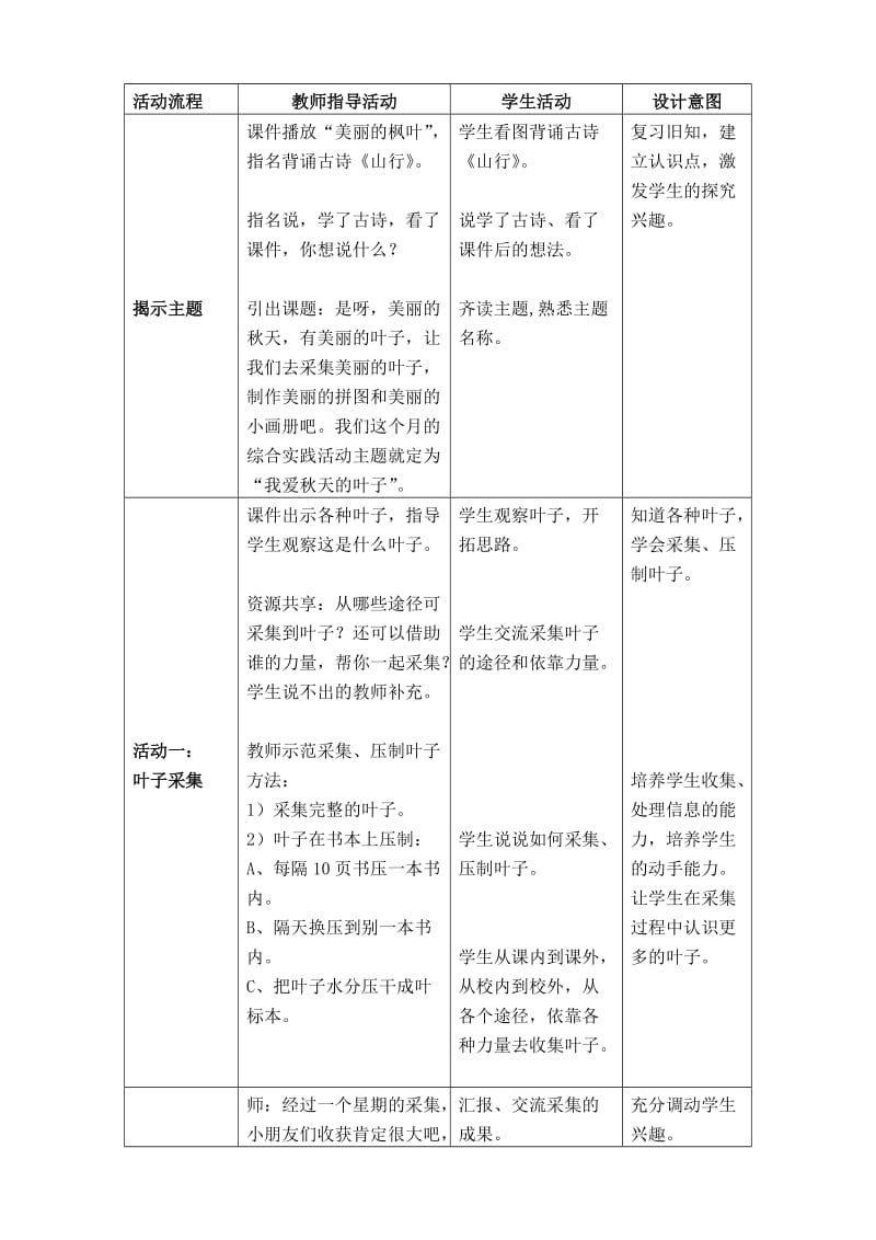 小学二年级语文综合实践活动设计《多彩的叶》 .doc_第2页