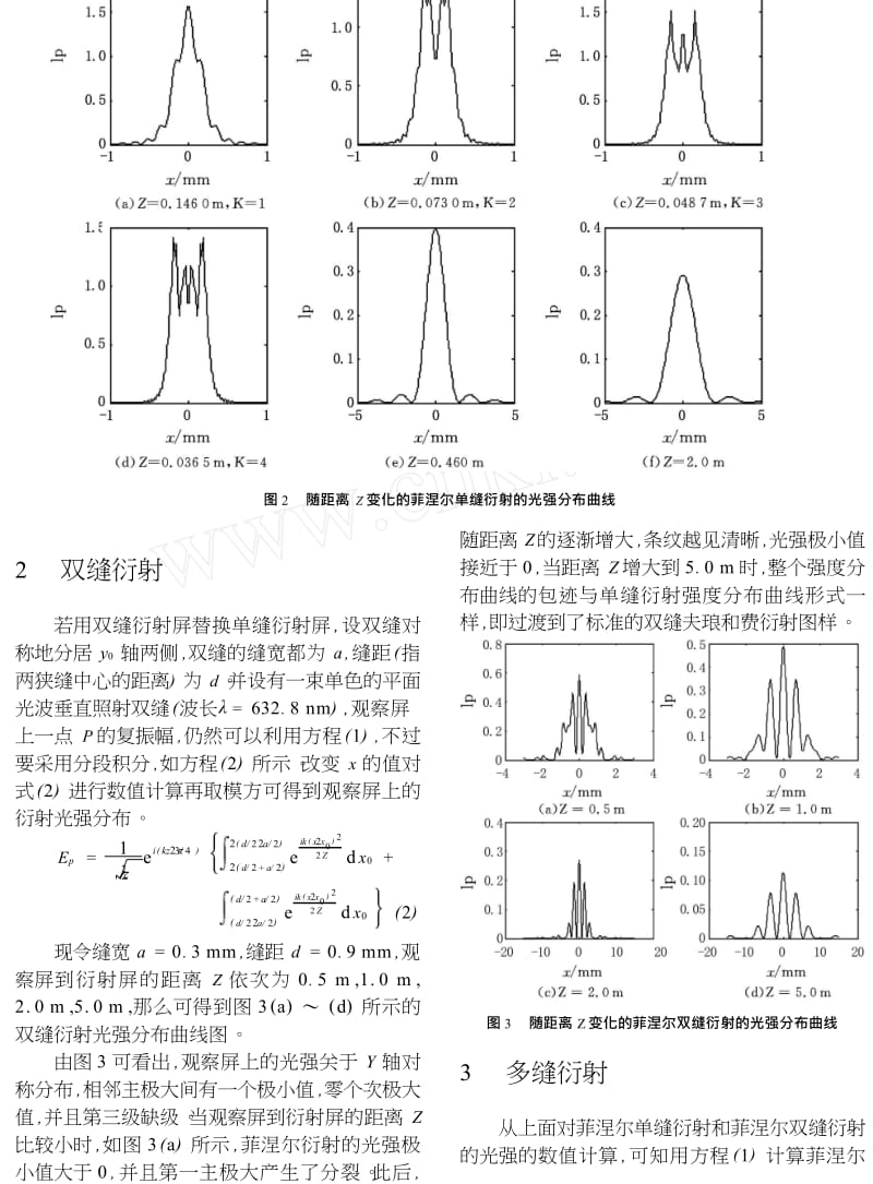 菲涅尔多缝衍射的数值计算.doc_第2页