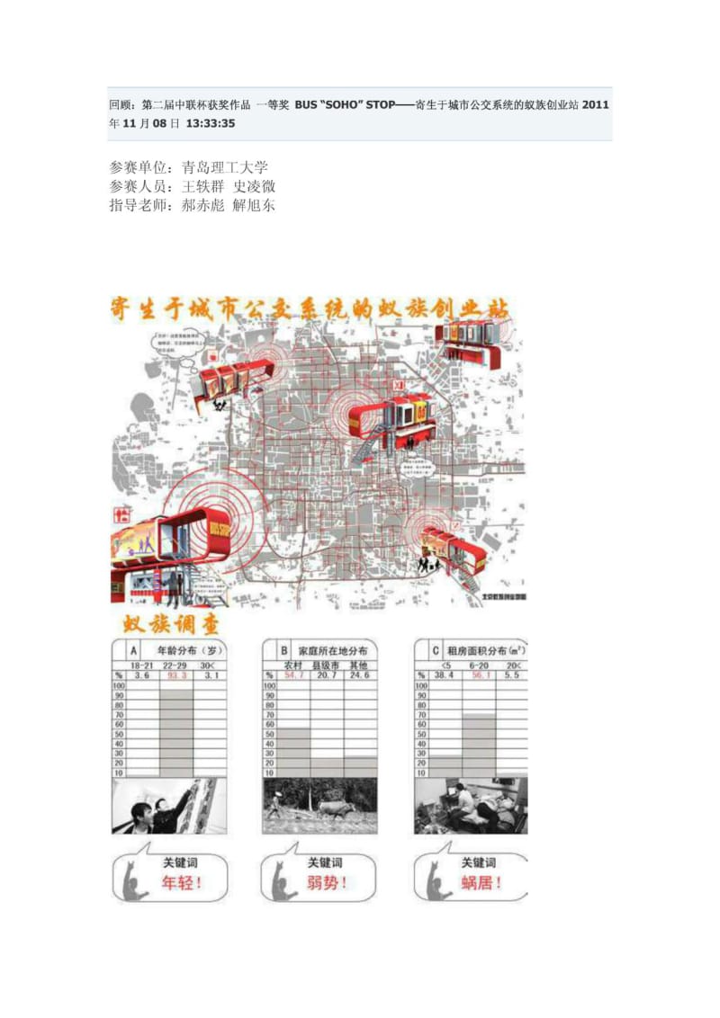 第二届中联杯获奖作品 一等奖 BUS “SOHO” STOP——寄生于城市公交系统的蚁族创业站.doc_第1页