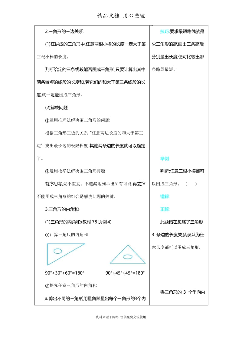 苏教版小学数学四年级下册第7单元 三角形、平行四边形和梯形.docx_第3页