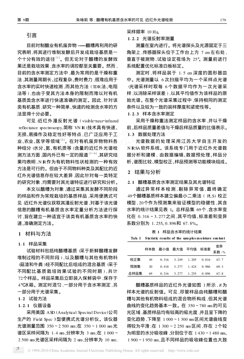 醋糟有机基质含水率的可见近红外光谱检测.pdf_第2页