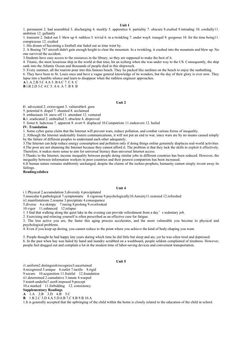 新世纪研究生公共英语教材阅读a部分答案.doc_第1页