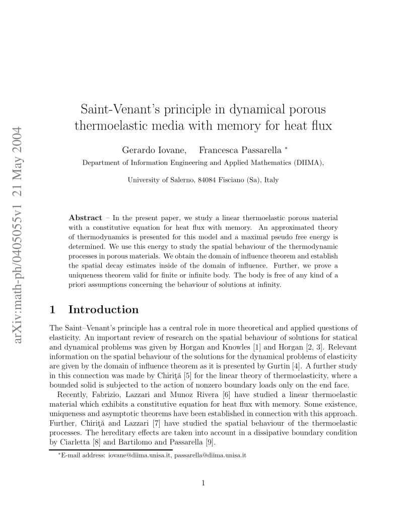 SaintVenant's principle in dynamical porous thermoelastic media with memory for heat flux.pdf_第1页