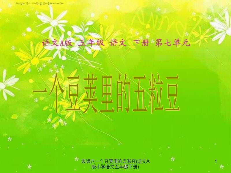 选读八一个豆荚里的五粒豆(语文A版小学语文五年级下册)课件.ppt_第1页