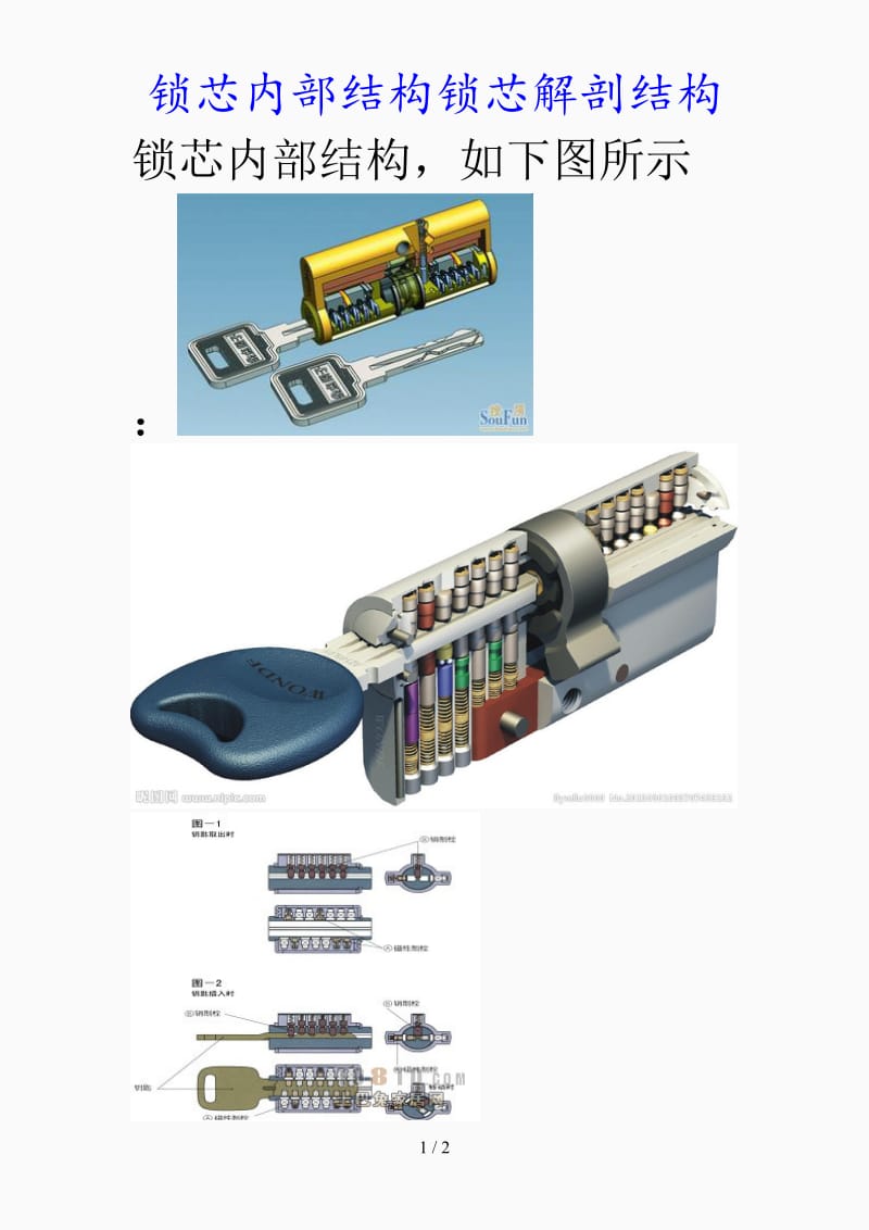 最新锁芯内部结构锁芯解剖结构（精品课件）.doc_第1页