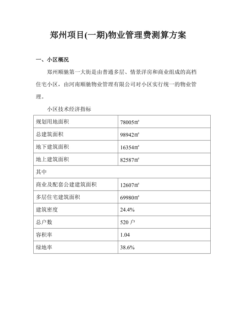 郑州项目物业管理费测算方案.doc_第1页