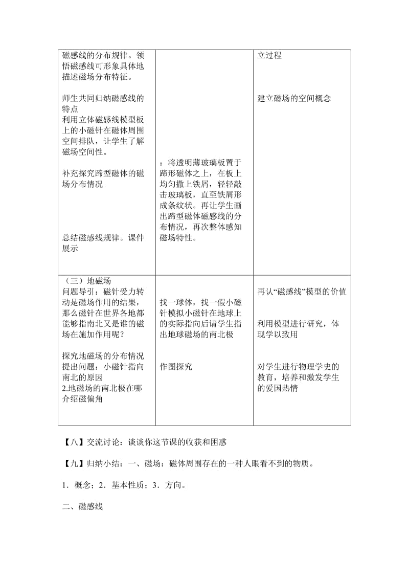 人教版八年级物理下册《功勋卓著的电与磁第九章 电与磁二、磁场》教案_8.doc_第3页