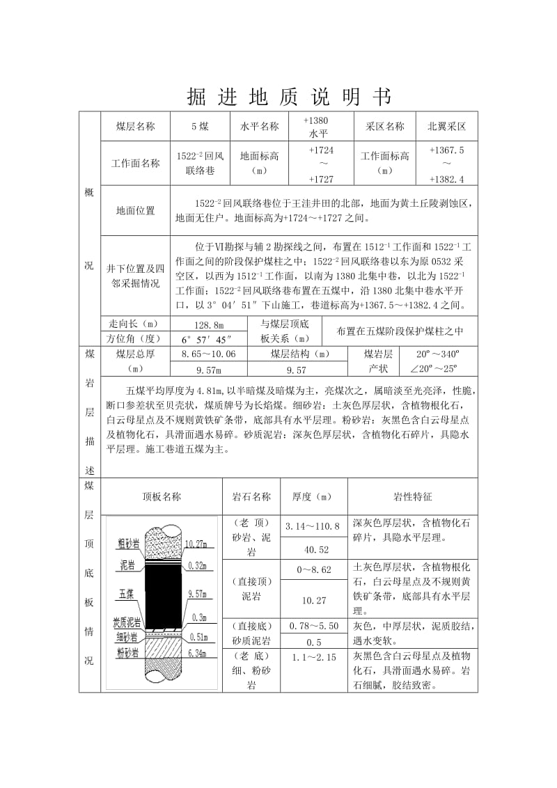 煤矿回风联络巷掘进地质说明书.doc_第2页