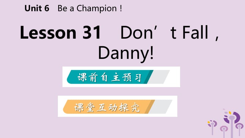 2019年春八年级英语下册 Unit 6 Be a Champion Lesson 31 Don&rsquo;t FallDanny课件 （新版）冀教版.pptx_第2页