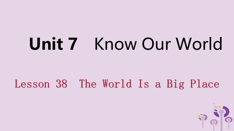 2019年春八年级英语下册 Unit 7 Know Our World Lesson 38 The World Is a Big Place课件 （新版）冀教版.pptx_第1页