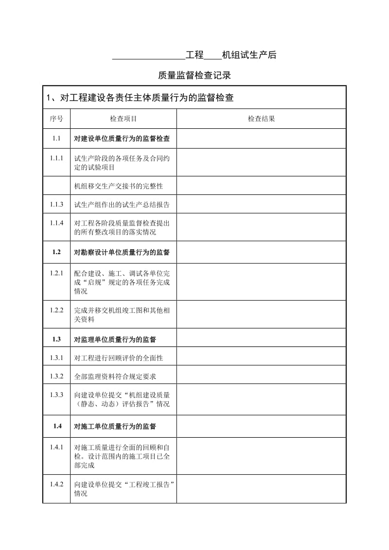 火电工程机组试生产后质量监督检查记录典型表式.doc_第2页