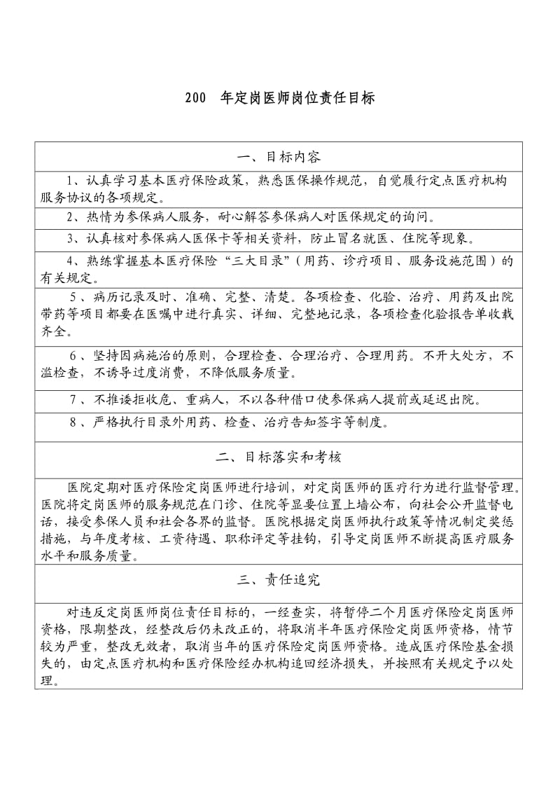 医院城镇职工基本医疗保险定岗医师岗位责任书.doc_第2页