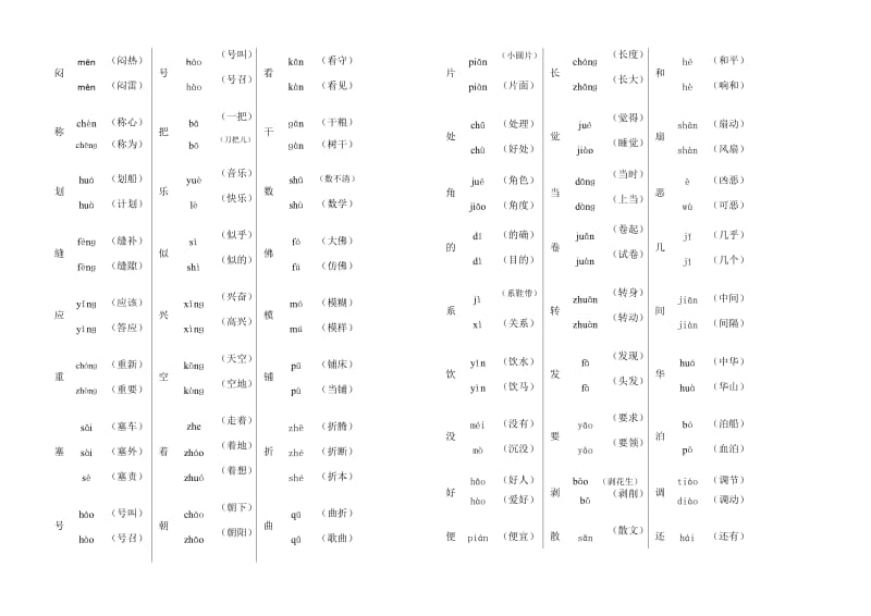 四年级语文下多音字练习.doc_第1页