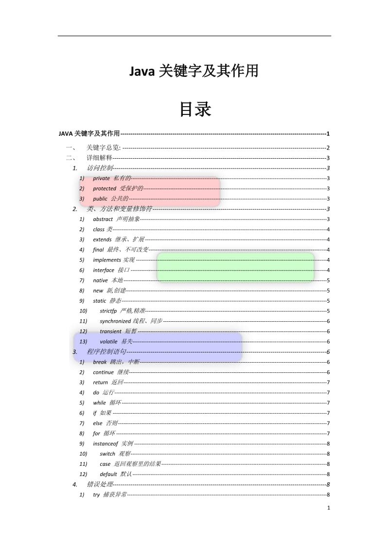 Java关键字及其作用.doc_第1页