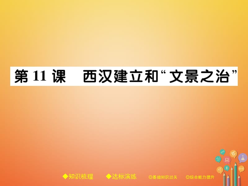 【最新】七年级历史上册 第三单元 秦汉时期：统一多民族国家的建立和巩固 第11课 西汉建立和“文景之治”习题课件 新人教版-新人教级上册历史课件.ppt_第1页