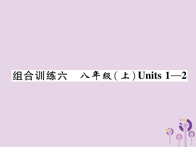 （宜宾专版）2019届中考英语总复习 第一篇 教材知识梳理篇 组合训练6 八上 Units 1-2（精练）课件.ppt_第1页