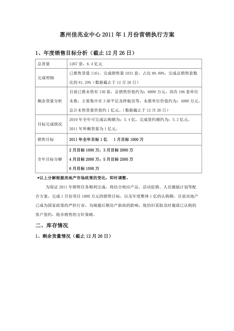 724171955广东惠州佳兆业中心1月份营销执行方案.doc_第1页