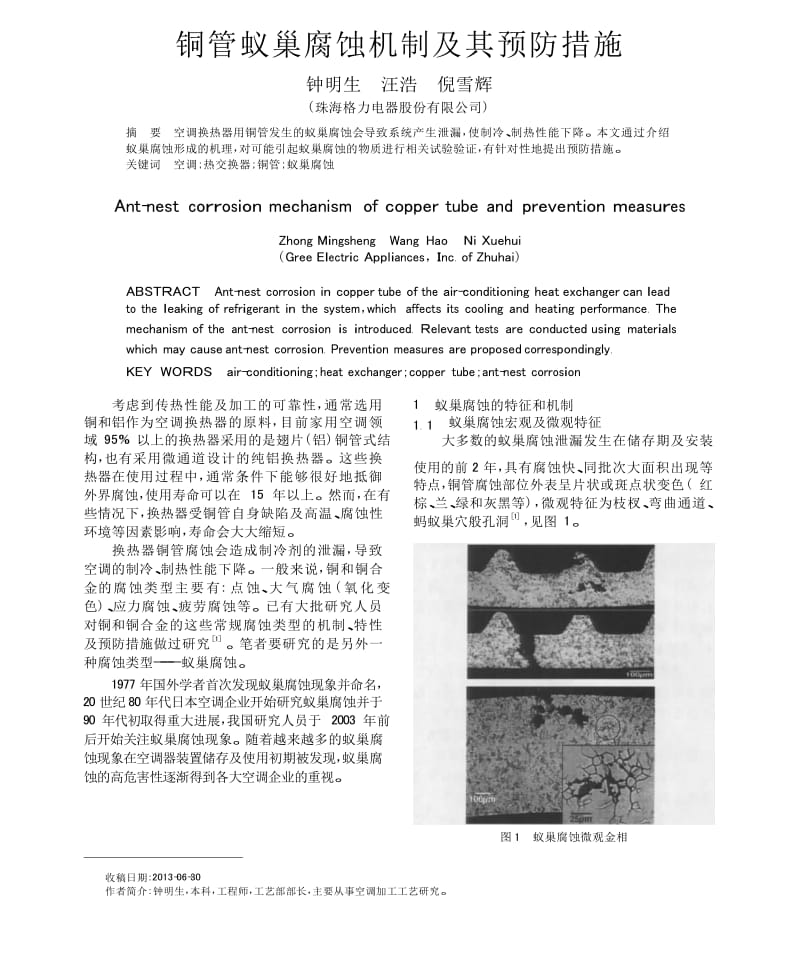 铜管蚁巢腐蚀机制及其预防措施.docx_第1页