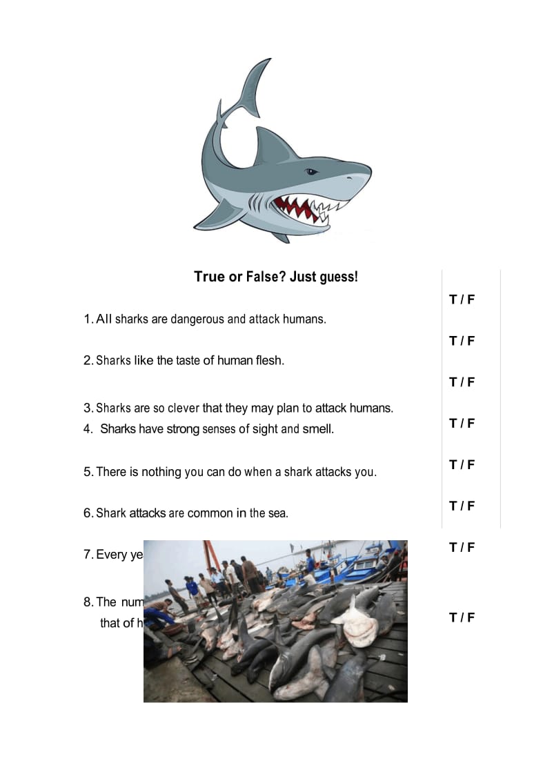 高中英语M3U1 Project Shark attacksTrue or False.docx_第1页