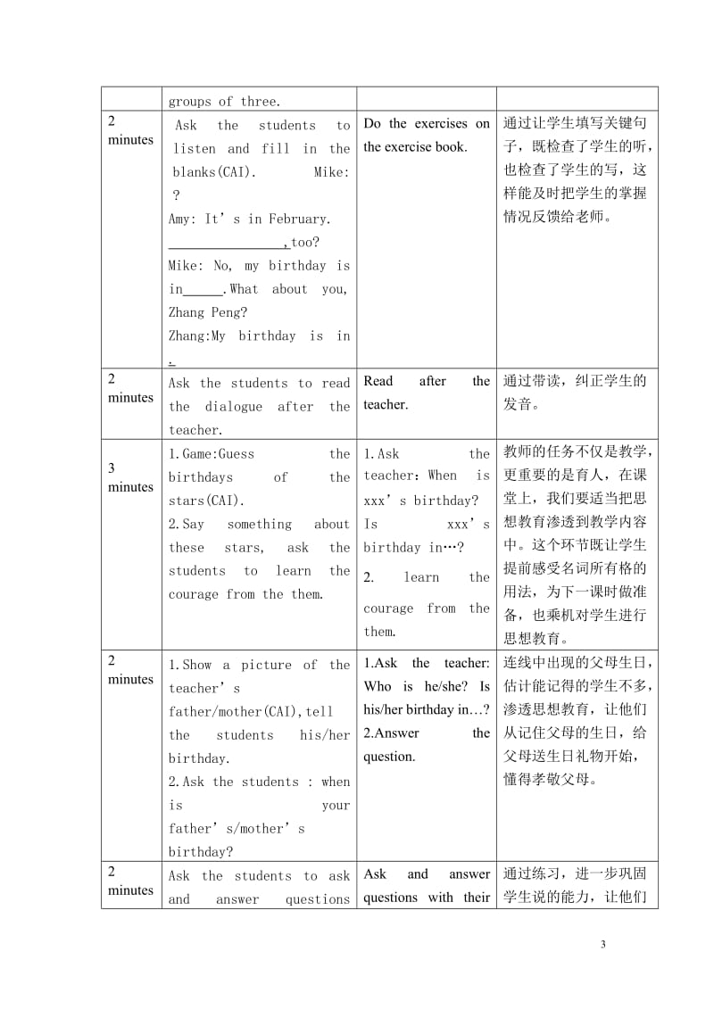 pep五年级下册Unit3Mybirthday教学设计.doc_第3页