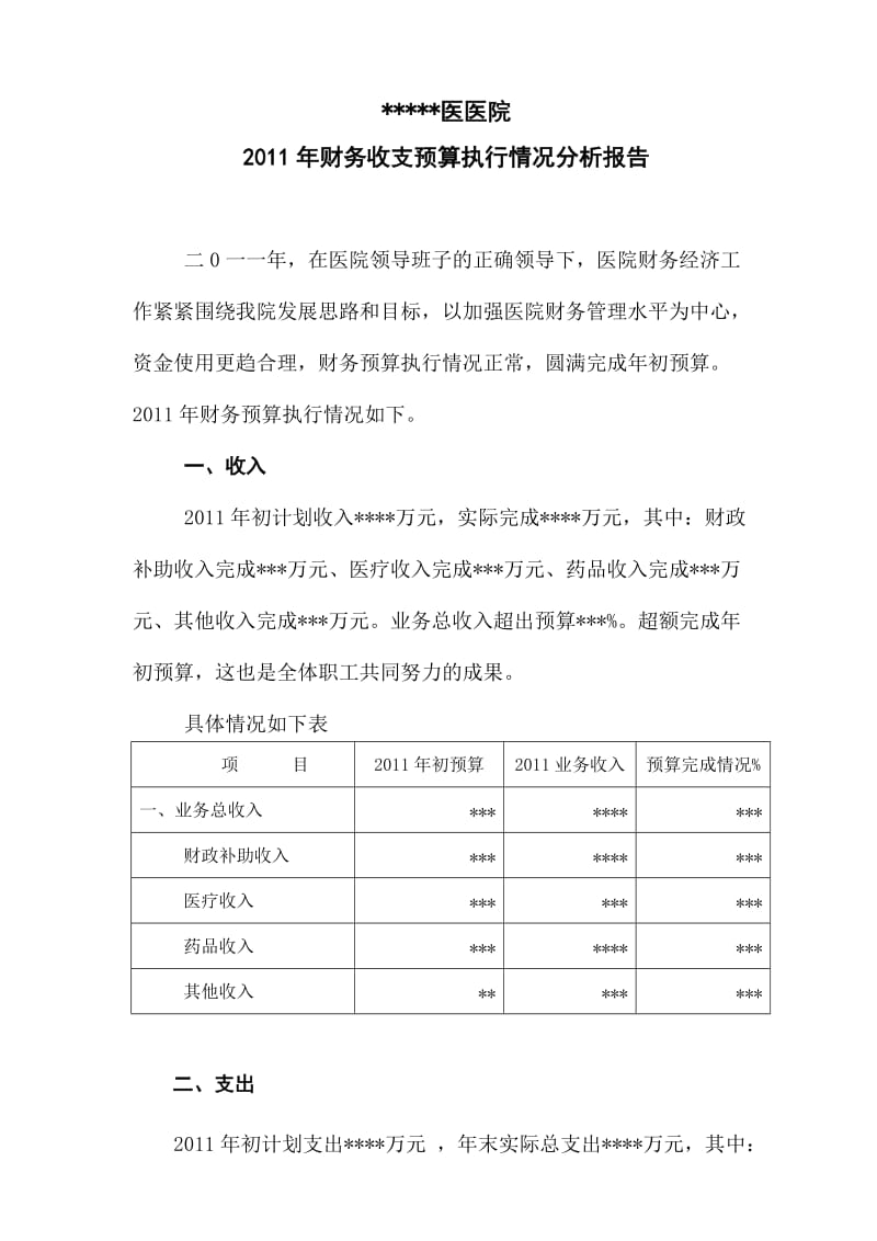 医院收支预算执行情况.doc_第1页