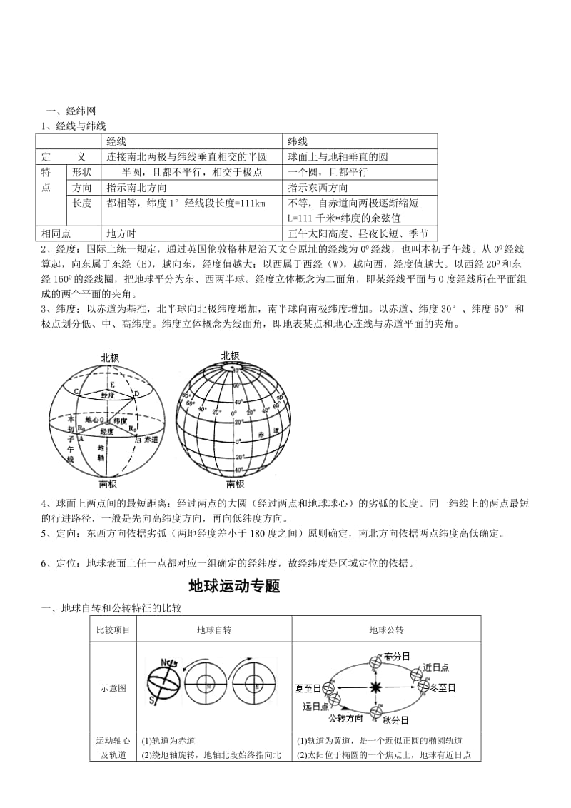 地球运动常识点回结(资料).doc_第1页