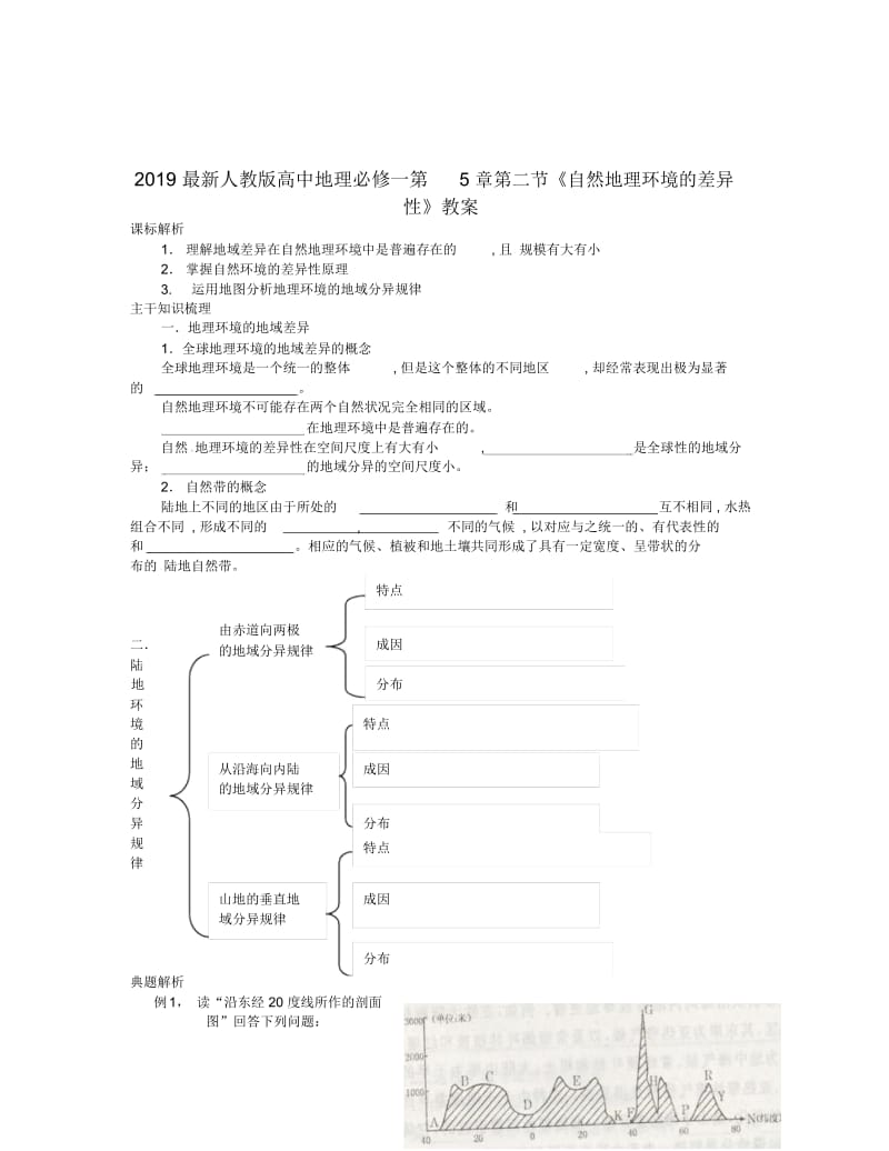 2019最新人教版高中地理必修一第5章第二节《自然地理环境的差异性》教案.docx_第1页