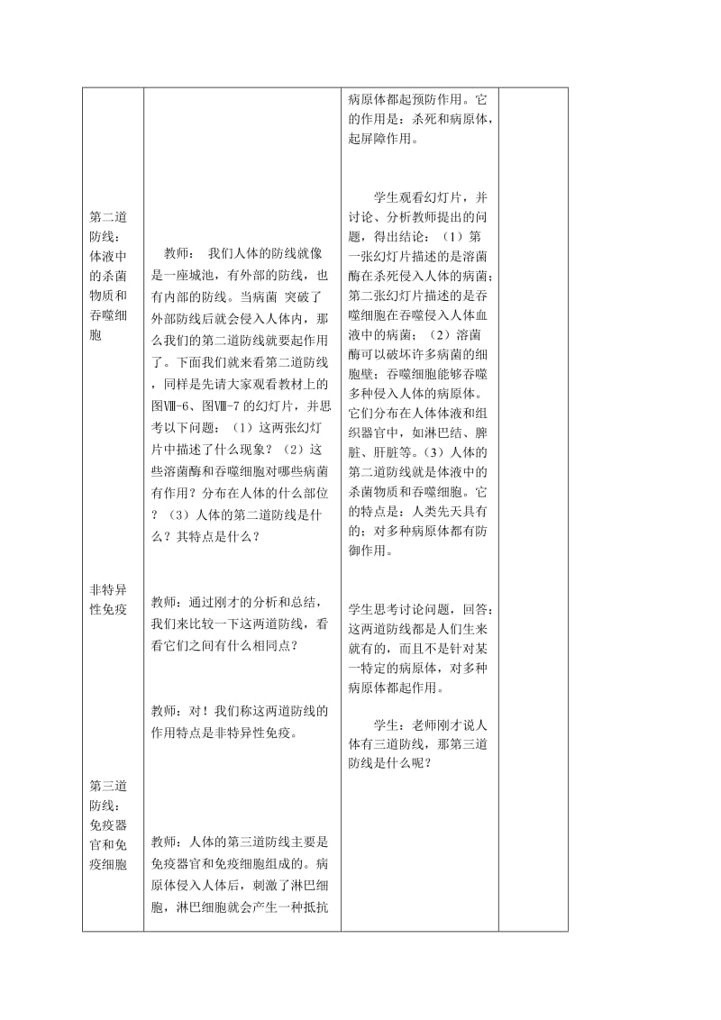 新人教版初中八年级生物下册第一章第二节《免疫与计划免疫》精品教案.doc_第3页