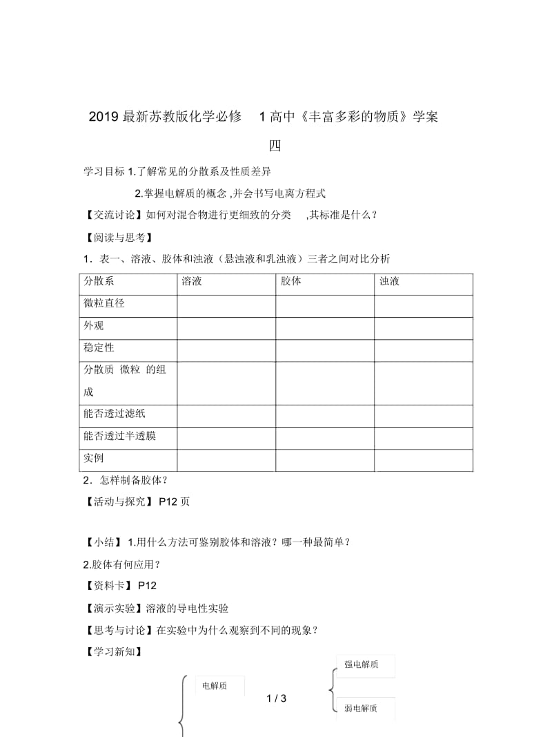 2019最新苏教版化学必修1高中《丰富多彩的物质》学案四.docx_第1页