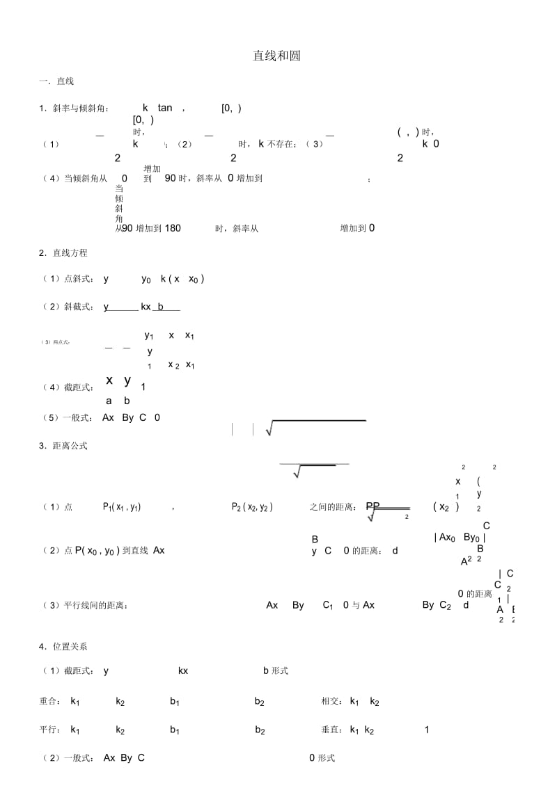 (完整版)高中数学直线和圆知识点总结.docx_第1页