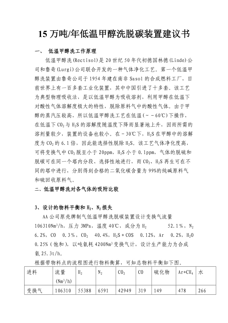 15万吨低温甲醇洗脱碳建议书.doc_第1页