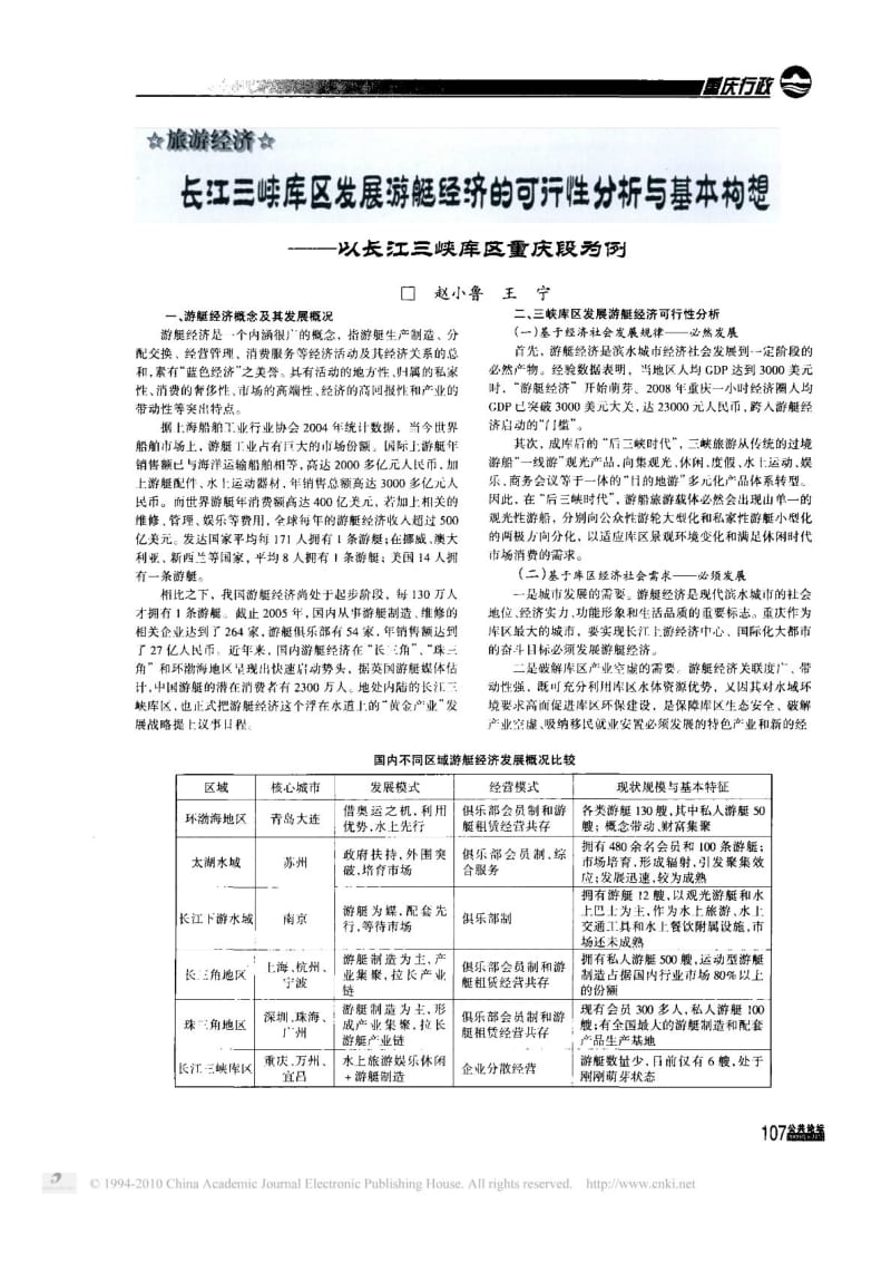 长江三峡库区发展游艇经济的可行性分析与基本构想以长江三峡库区重庆.pdf_第1页