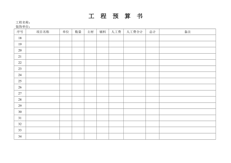 工程预算模板.doc_第2页