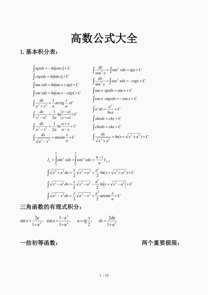 高数公式大全（精品课件）.doc_第1页