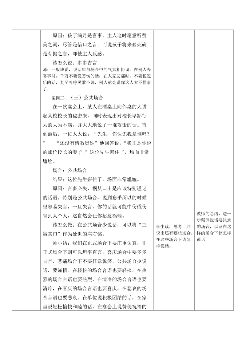 苏教版七年级语文上册《二单元 金色年华口语交际与人交流注意对象、场合用语文明得体》教案_2.docx_第3页