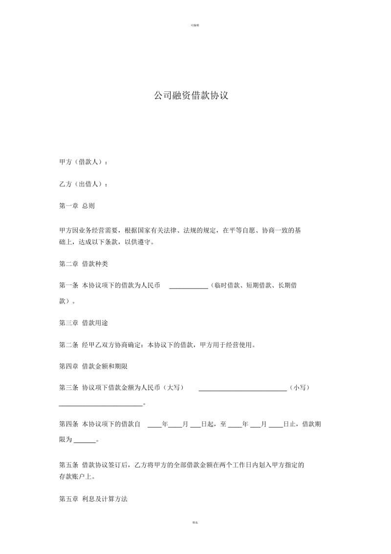 公司融资借款协议.docx_第1页